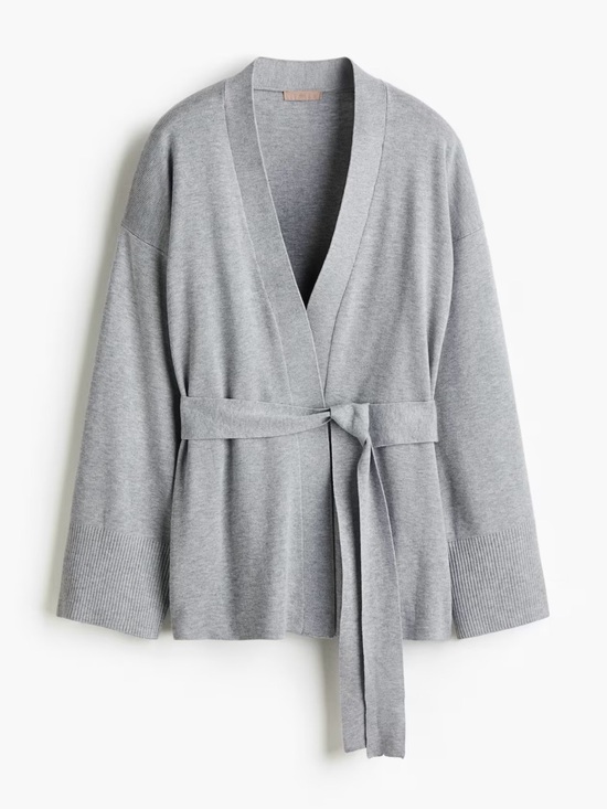 H&M Sweaters - H&M Light Gray Knit Belted Lounge Robe Cardigan
